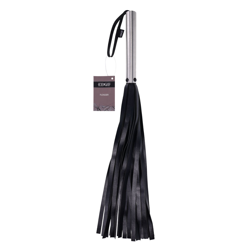 EDGE Flogger - Black Flogger Whip with Metal Handle Sportsheets